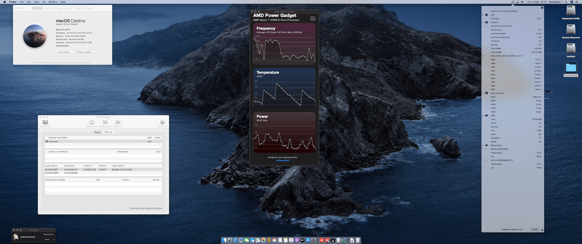 Success Hackintosh macOS Catalina 10.15.4 Build 19E287 in Asus STRIX X470-F Gaming + Ryzen 7 3700X + Asus STRIX RX 5700XT